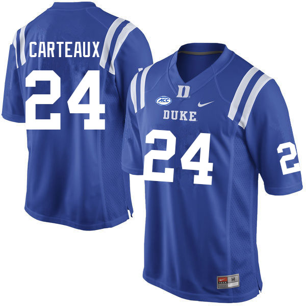 Men #24 Cole Carteaux Duke Blue Devils College Football Jerseys Sale-Blue